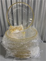 25 Gold Beaded Clear Charger Plates With Napkin