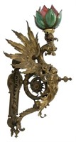 Figural Bronze Winged Griffin Wall Sconce