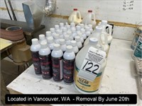 LOT, ASSORTED ADHESIVES & SPRAYS ON THIS BENCHTOP