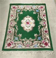 6x4.5 Foot Area Rug Bright Green Floral, Some