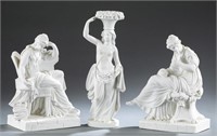 3 bisque figurines, 19th century..