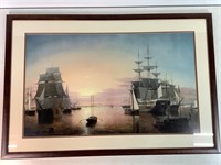 Ships In Harbor Print, 28in X 41.5in