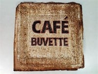 Cafe Buvette Sign On Metal Ceiling Tile. 24"
