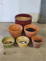6 Ceramic and Terra Cotta Flower Pots