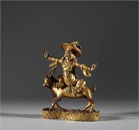 Qing Dynasty, bronze gilt eight Jun God of wealth