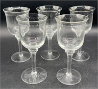 Set of 5 VTG Gorham Reizart Crystal Wine Glasses