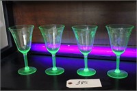 Vintage vaseline glass wine glasses
