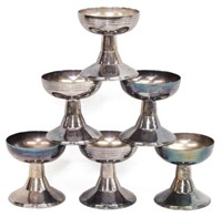 (6) FRENCH SILVER PLATE FOOTED GOBLETS CUPS