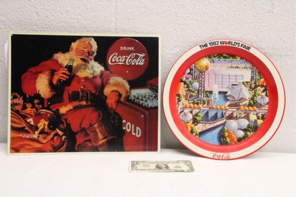 (2) COCA-COLA ITEMS: TRAY & SIGN