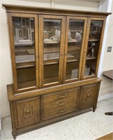 Vtg Wood China Cabinet w/ Wood Shelves, Measures