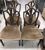 Set of 4 padded dining room chairs with wood