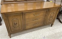 Vtg Wood Buffet w/ 2 Cabinets and 3 Drawers