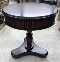 Circular table with roll side compartments