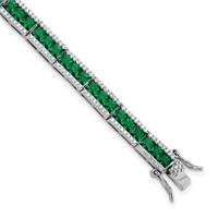 Silver- Green Crystal Rhodium Plated Bracelet