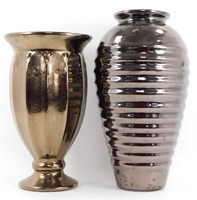 * 2 Haeger Bronze Vases