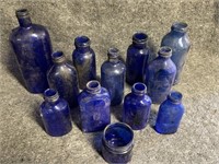 Lot of Cobalt Blue Glass Vintage Medicine