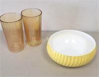 Iridescent Peach Luster Ware Glasses & Vitrock