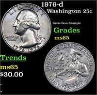 1976-d Washington Quarter 25c Grades GEM Unc