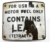 Porcelain Lead Motor Fuel Pump Sign 6.75” x 6”