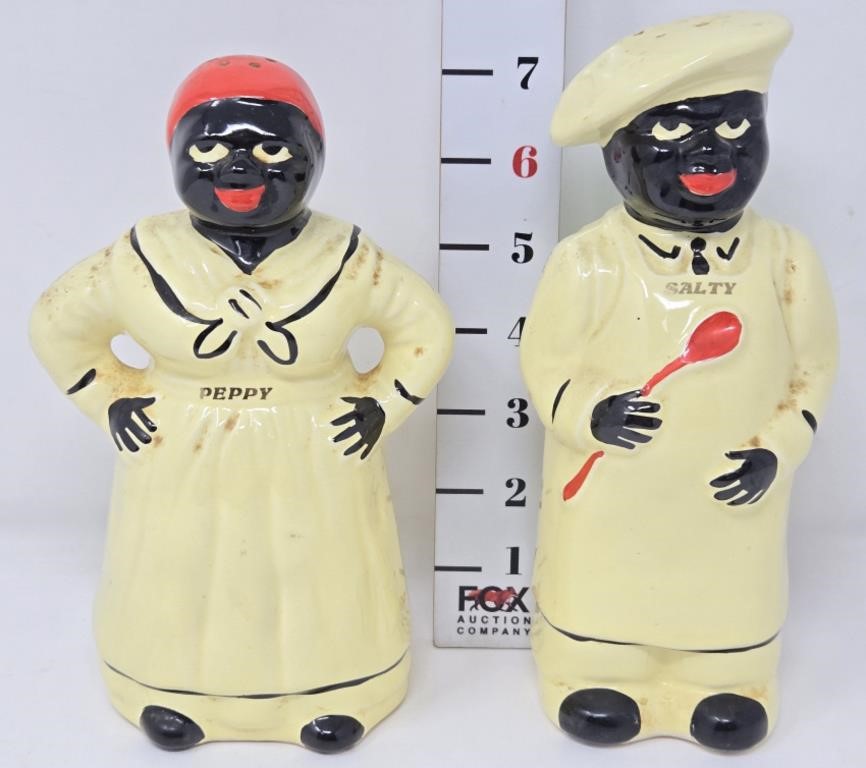 Vintage Salty & Peppy Black Americana Salt/Pepper