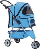 BestPet Blue 3-Wheel Pet Stroller