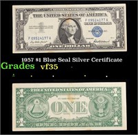 1957 $1 Blue Seal Silver Certificate Grades vf++