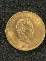 1916 - GOLD 10 PESO CUBAN COIN