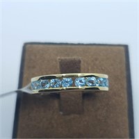 Silver Blue Topaz Eternity Ring  SZ.6.5