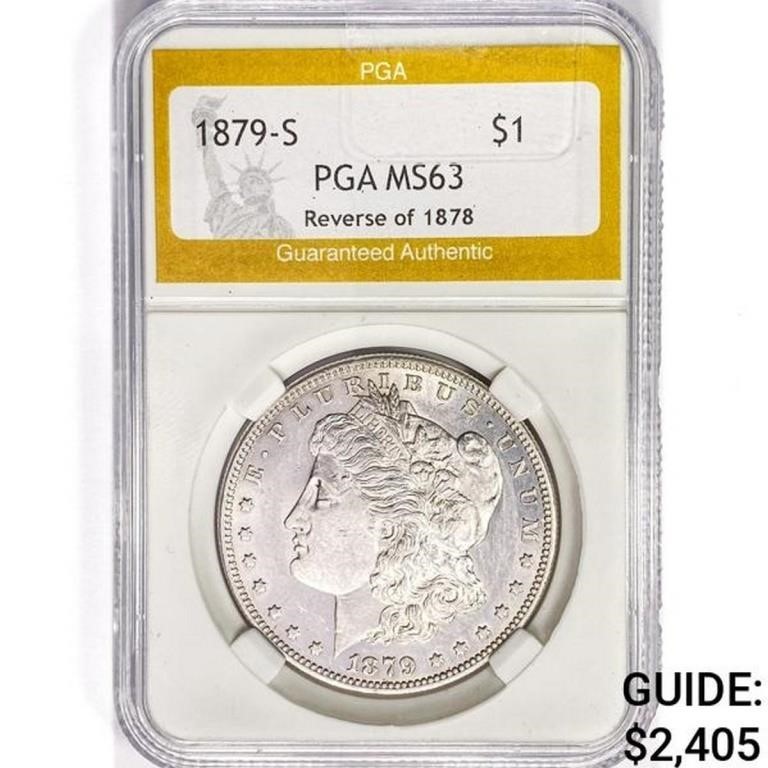 1879-S Morgan Silver Dollar PGA MS63 REV 78