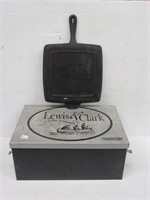 Lewis & Clark Cast Iron Griddle + Metal Box