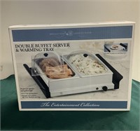 Double buffet server and warming tray