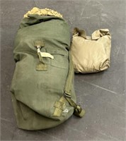 Green Army Bag W/ Desert Camo Netting