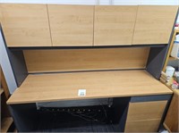 Office Desk with 4 Door Cabinet Hutch