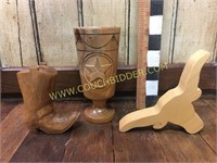 Handcarved Texas Longhorn boot & more