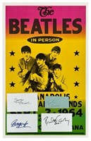 The Beatles- Set of All Four Autographs w/ Poster