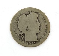 RARE 1897-S Barber Silver Half Dollar