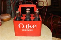 Vintage Coca Cola 6 One Pint Size Pack Red Plastic