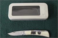 JAGUAR FOLDING KNIFE WITH MUSKOX IMAGE, 420