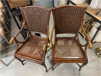 Pair of Rattan & Cane Arm Chairs