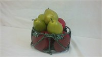 Metal Fruit Basket & Contents