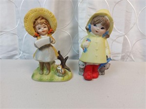 2 Doll / Girl Figurines - Vintage ?