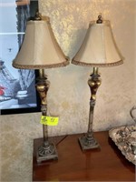 Pair of Rose and Gold colored table lamps, 31 in t