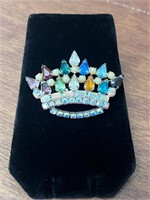 Vintage B David BROOCH Family Crown Pin Multicolor