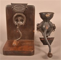 Two Cast Iron Wall-Mount Coffee Grinders.
