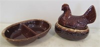 Vintage Hull Pottery Brown Drip Glaze Bake and