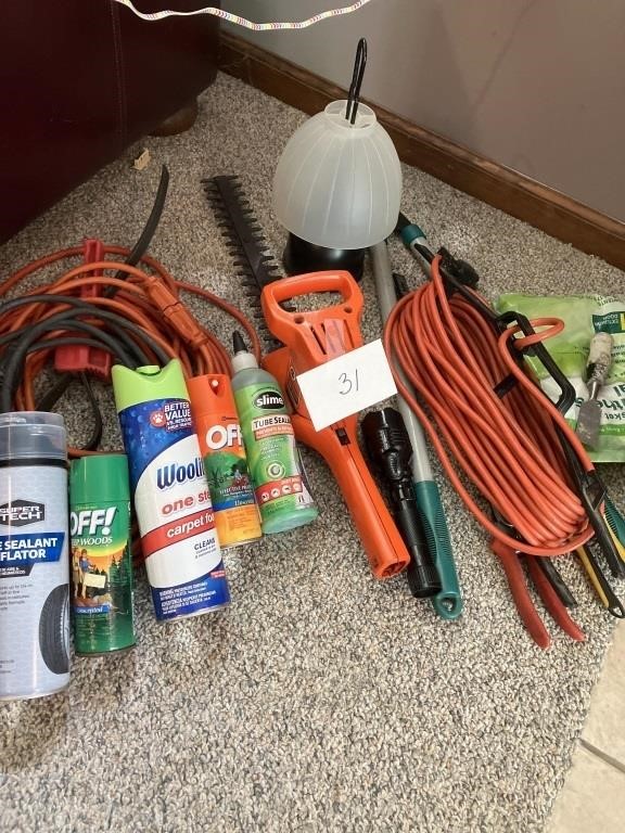 Assorted indoor and outdoor use tools and sprays