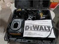 BOX OF DEWALT 14.4 BATTERY AND CHARGER