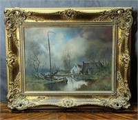 Framed / Signed Original Oil on Board River