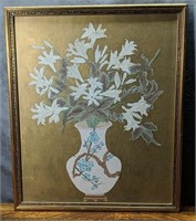 Framed Original Asian Art on Goldleaf Sheet: Vase