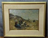 Original Framed Oil on Canvas of Dutch Farm Scene